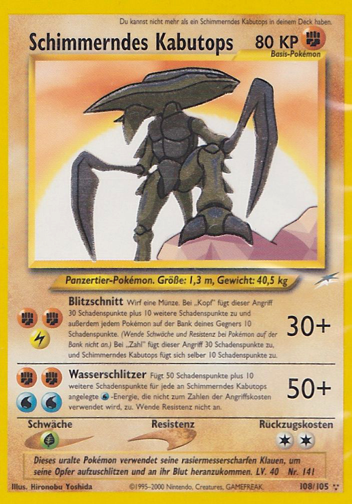 Schimmerndes Kabutops 108 — Neo Destiny (German Pokémon TCG card)
