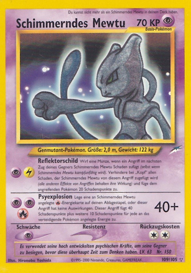 Schimmerndes Mewtu 109 — Neo Destiny (German Pokémon TCG card)