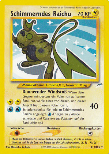 Schimmerndes Raichu 111 — Neo Destiny (German Pokémon TCG card)
