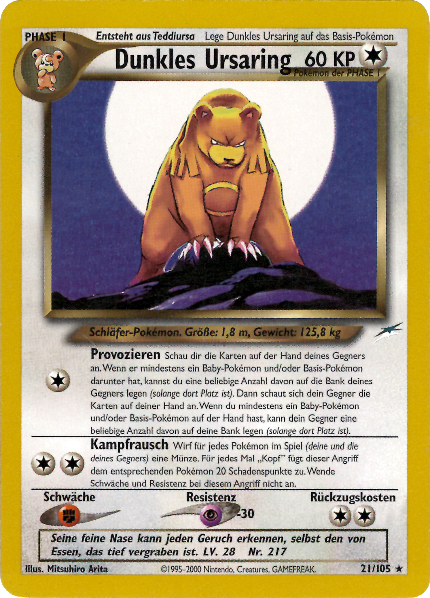 Dunkles Ursaring 21 — Neo Destiny (German Pokémon TCG card)