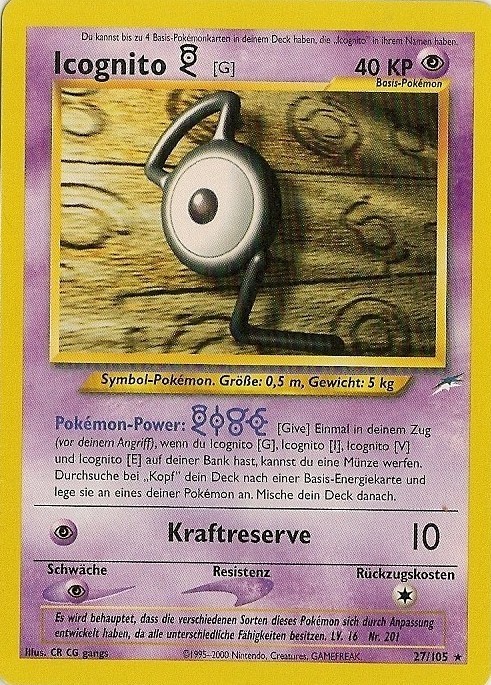 Icognito G 27 — Neo Destiny (German Pokémon TCG card)