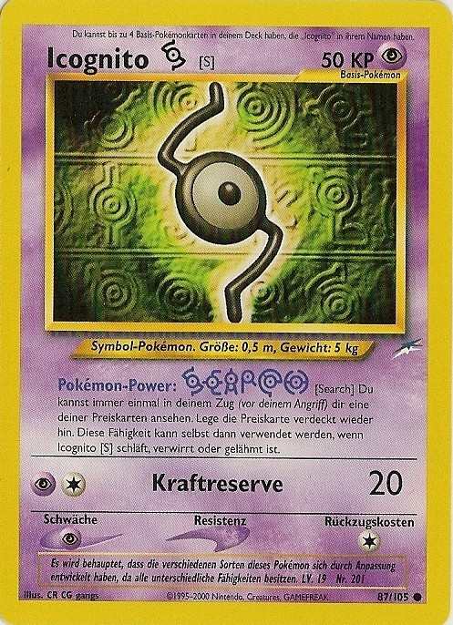 Icognito S 87 — Neo Destiny (German Pokémon TCG card)