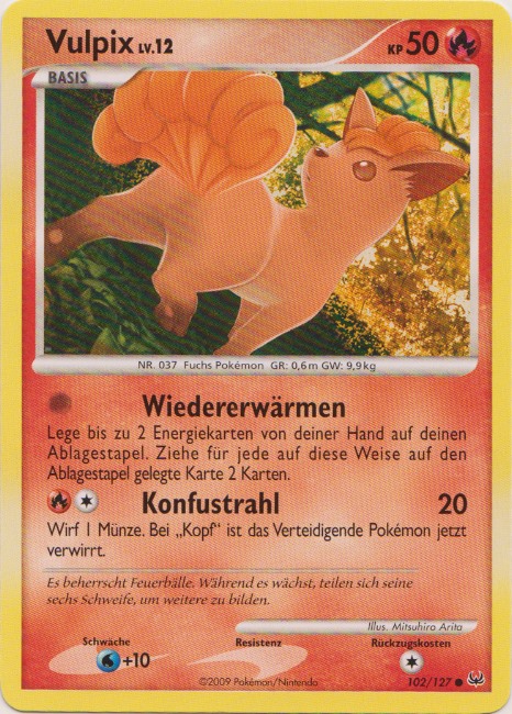 Vulpix 102 — Platin (German Pokémon TCG card)