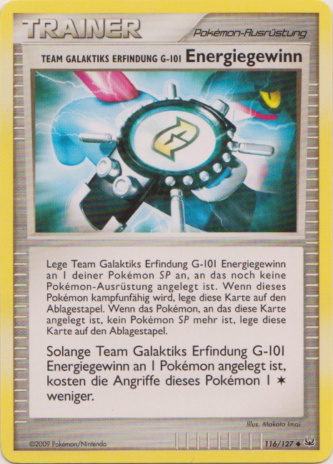 Team Galaktiks Erfindung G-101 Energiegewinn 116 — Platin (German Pokémon TCG card)