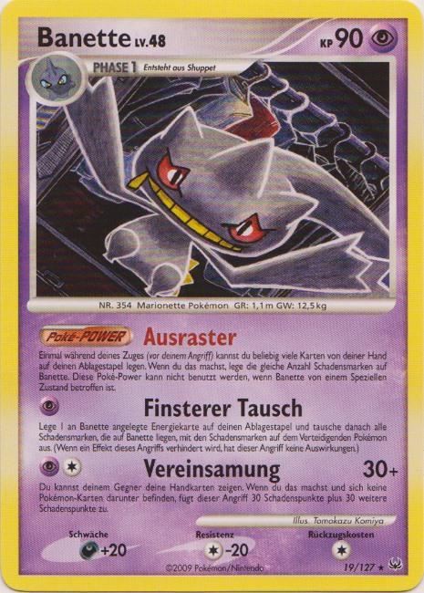 Banette 19 — Platin (German Pokémon TCG card)