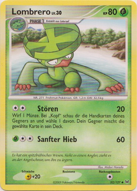 Lombrero 52 — Platin (German Pokémon TCG card)
