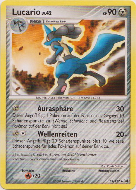 Lucario 53 — Platin (German Pokémon TCG card)