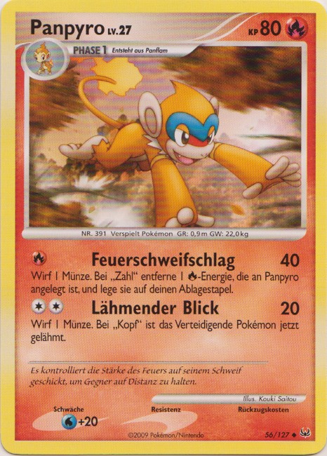 Panpyro 56 — Platin (German Pokémon TCG card)
