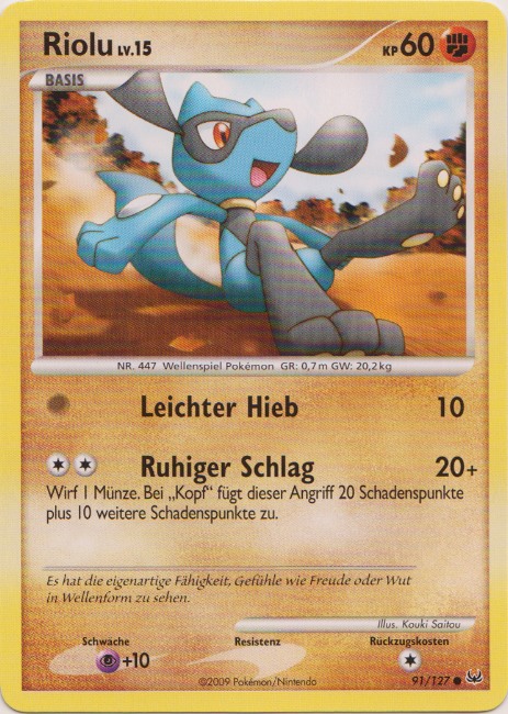 Riolu 91 — Platin (German Pokémon TCG card)