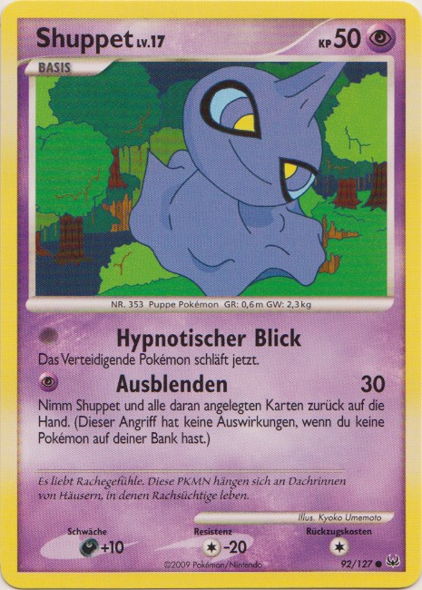 Shuppet 92 — Platin (German Pokémon TCG card)
