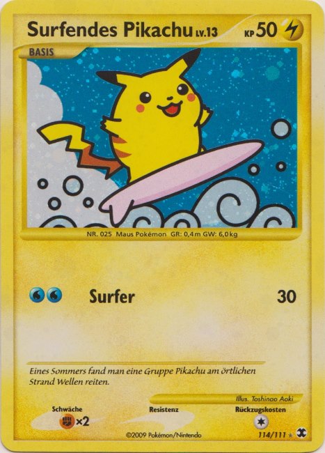 Surfendes Pikachu 114 — Aufstieg der Rivalen (German Pokémon TCG card)