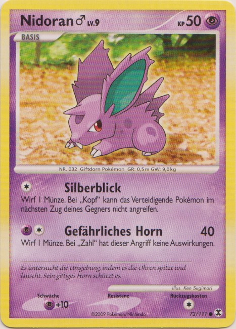Nidoran m 72 — Aufstieg der Rivalen (German Pokémon TCG card)