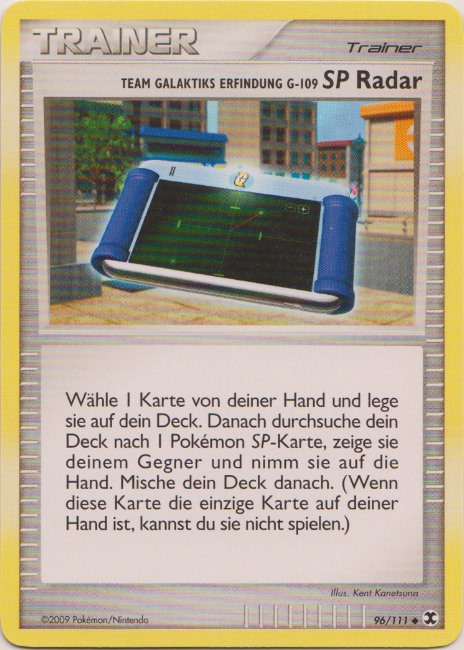 Team Galaktiks Erfindung G-109 SP Radar 96 — Aufstieg der Rivalen (German Pokémon TCG card)