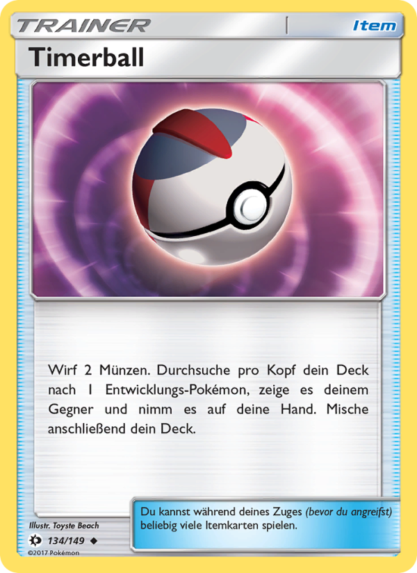 Timerball 134 — Sonne & Mond (German Pokémon TCG card)