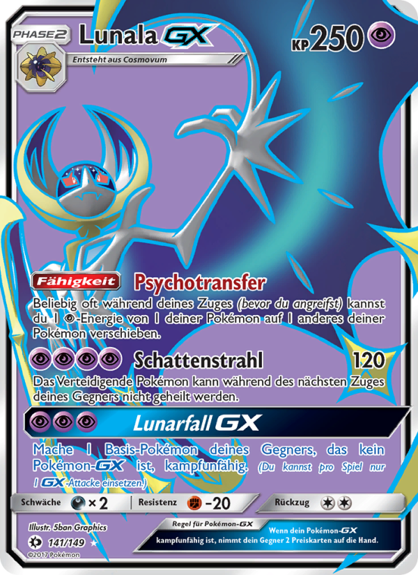 Lunala GX 141 — Sonne & Mond (German Pokémon TCG card)