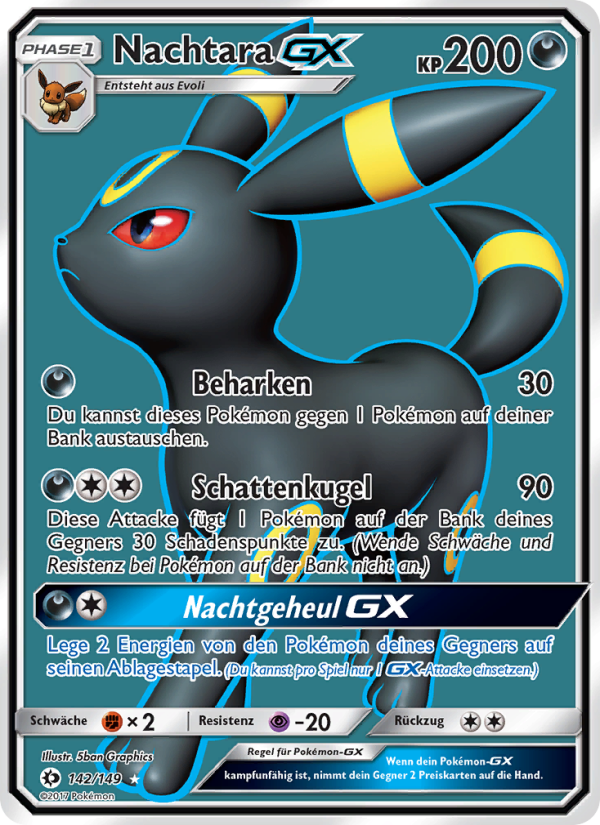 Nachtara GX 142 — Sonne & Mond (German Pokémon TCG card)