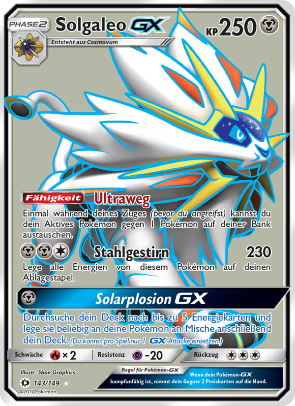 Solgaleo GX 143 — Sonne & Mond (German Pokémon TCG card)