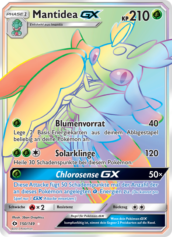 Mantidea GX 150 — Sonne & Mond (German Pokémon TCG card)