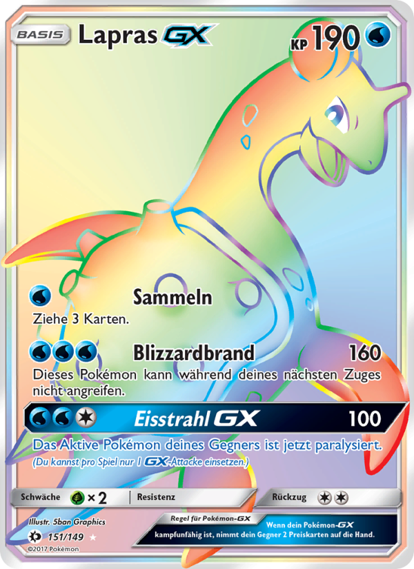 Lapras GX 151 — Sonne & Mond (German Pokémon TCG card)