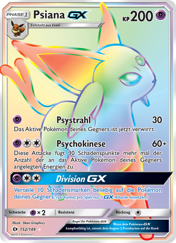 Psiana GX 152 — Sonne & Mond (German Pokémon TCG card)