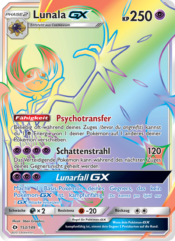 Lunala GX 153 — Sonne & Mond (German Pokémon TCG card)