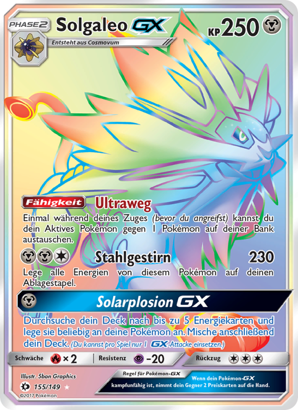 Solgaleo GX 155 — Sonne & Mond (German Pokémon TCG card)