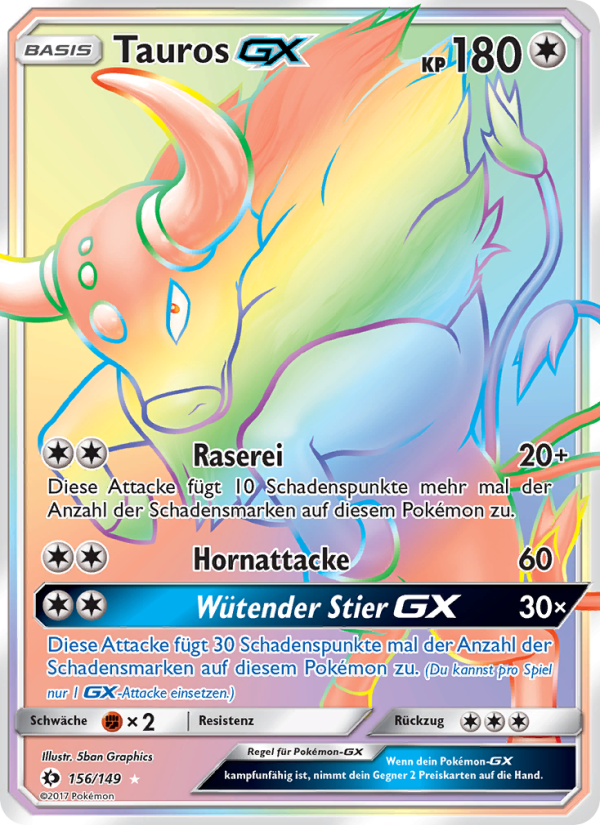 Tauros GX 156 — Sonne & Mond (German Pokémon TCG card)