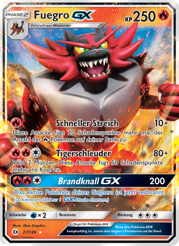 Fuegro GX 27 — Sonne & Mond (German Pokémon TCG card)