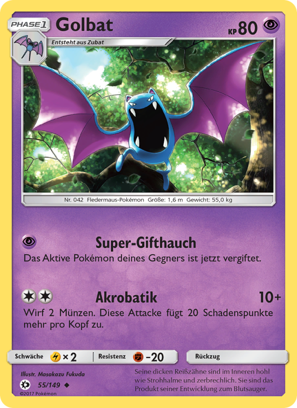 Golbat 55 — Sonne & Mond (German Pokémon TCG card)