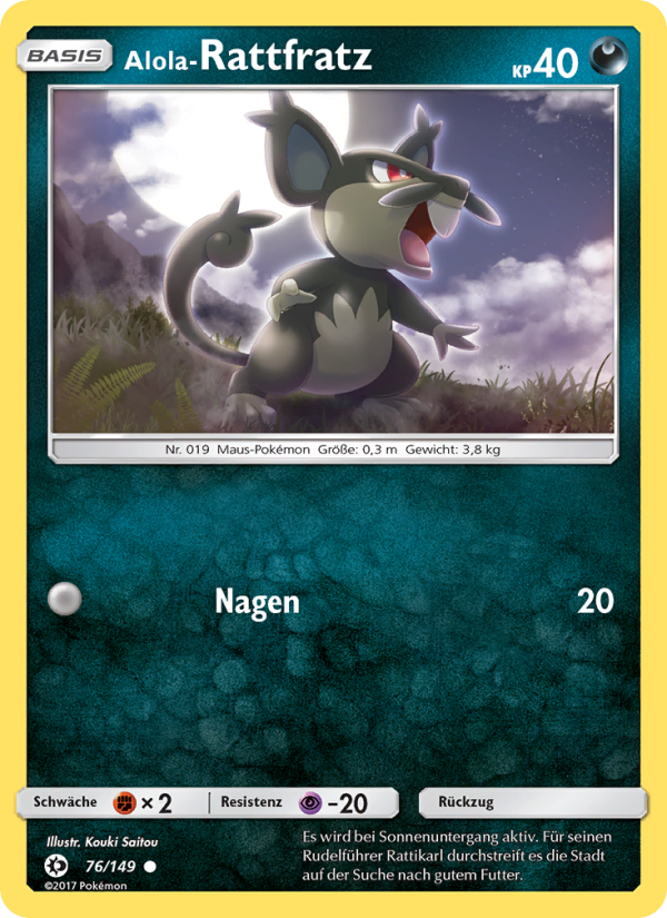 Alola-Rattfratz 76 — Sun & Moon (German Pokémon TCG card)