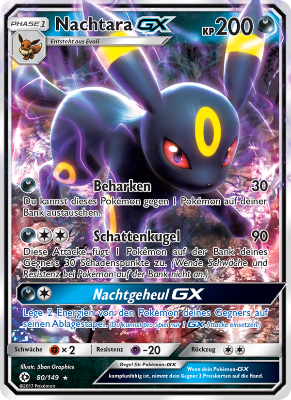 Nachtara GX 80 — Sonne & Mond (German Pokémon TCG card)