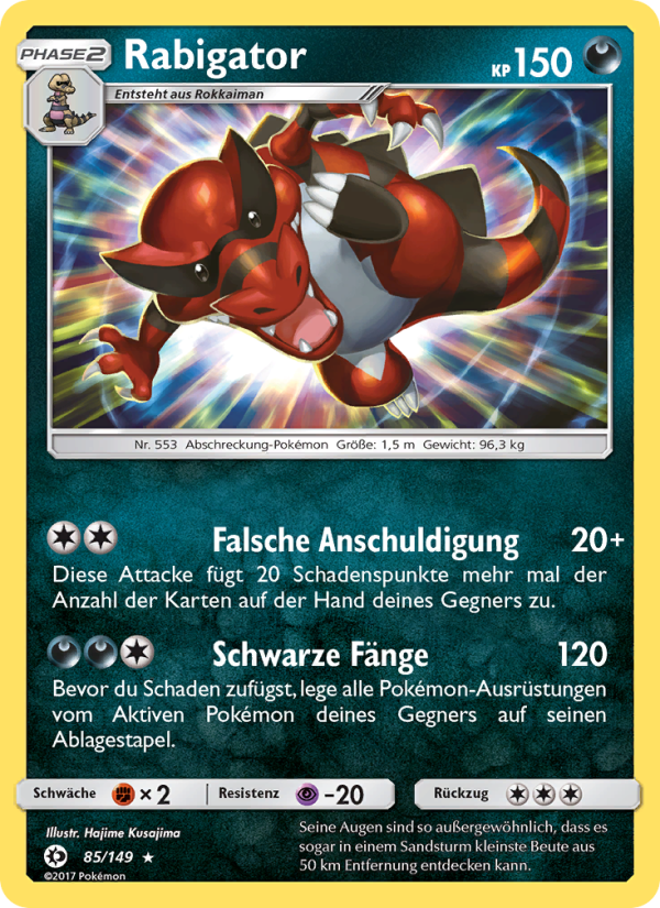 Rabigator 85 — Sonne & Mond (German Pokémon TCG card)