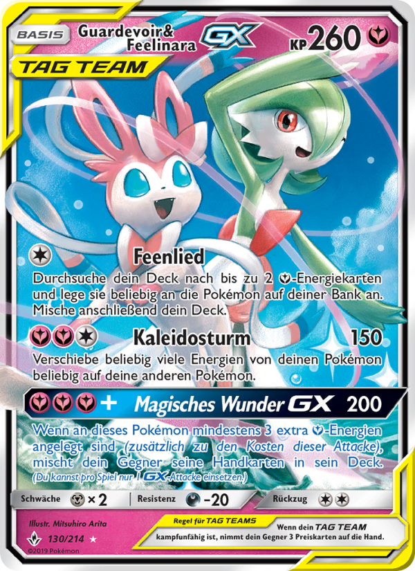 Guardevoir & Feelinara GX 130 — Kräfte im Einklang (German Pokémon TCG card)