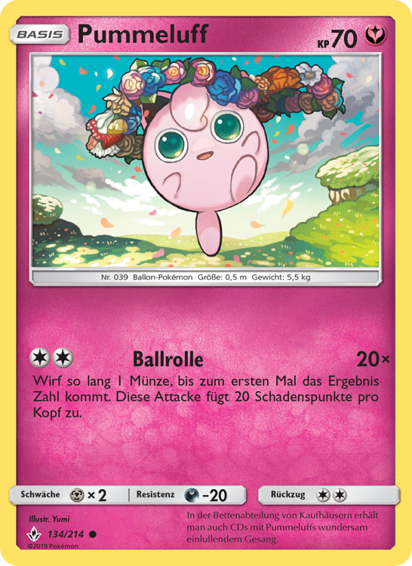 Pummeluff 134 — Kräfte im Einklang (German Pokémon TCG card)