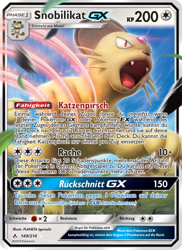 Snobilikat GX 149 — Kräfte im Einklang (German Pokémon TCG card)
