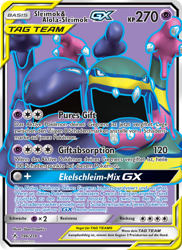 Sleimok & Alola-Sleimok GX 196 — Kräfte im Einklang (German Pokémon TCG card)