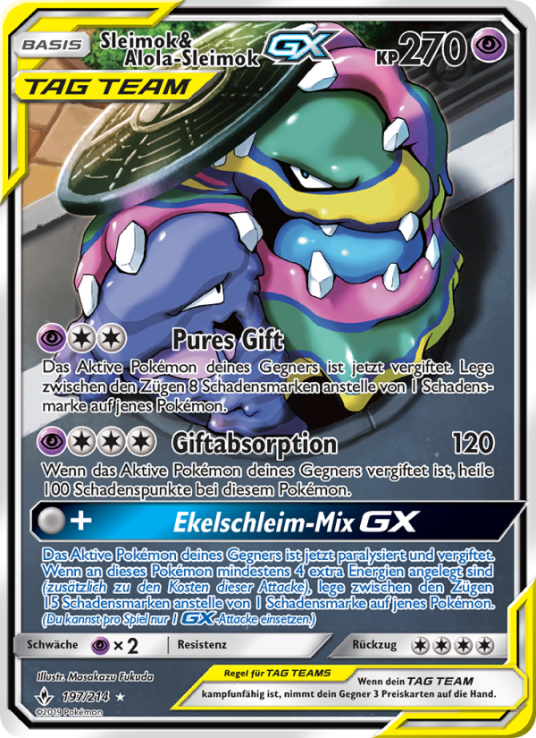 Sleimok & Alola-Sleimok GX 197 — Kräfte im Einklang (German Pokémon TCG card)