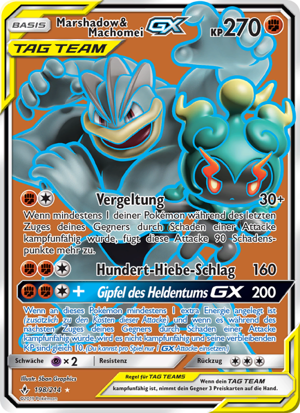 Marshadow & Machomei GX 198 — Kräfte im Einklang (German Pokémon TCG card)