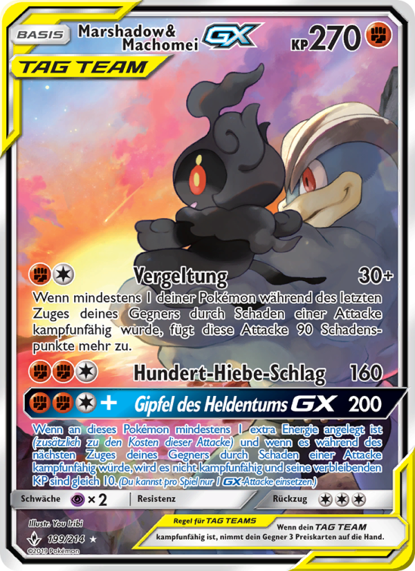 Marshadow & Machomei GX 199 — Kräfte im Einklang (German Pokémon TCG card)
