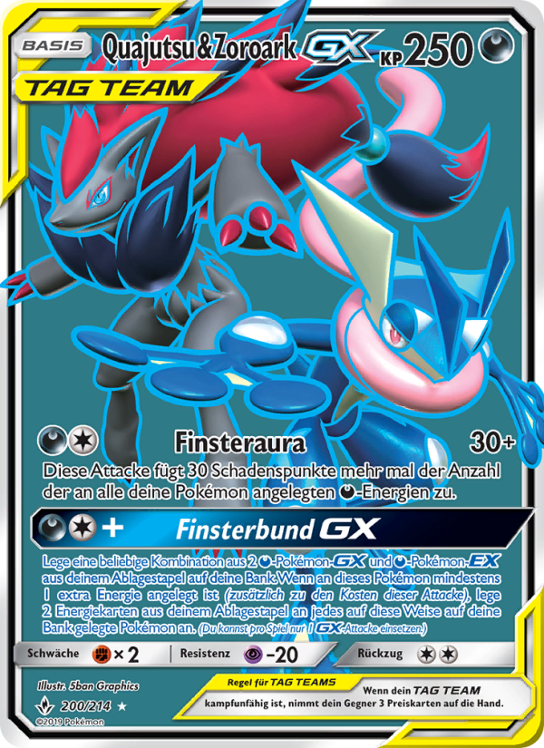 Quajutsu & Zoroark GX 200 — Kräfte im Einklang (German Pokémon TCG card)