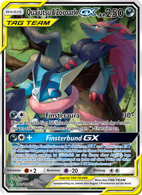 Quajutsu & Zoroark GX 201 — Kräfte im Einklang (German Pokémon TCG card)