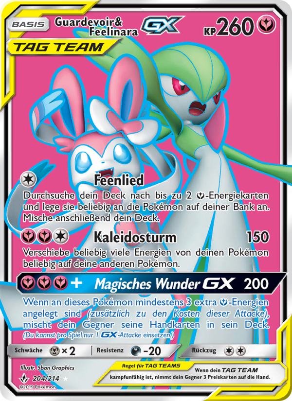 Guardevoir & Feelinara GX 204 — Kräfte im Einklang (German Pokémon TCG card)