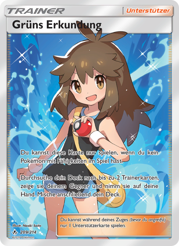 Grüns Erkundung 209 — Kräfte im Einklang (German Pokémon TCG card)