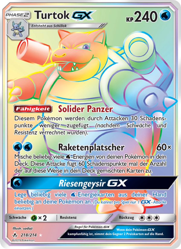 Turtok GX 218 — Kräfte im Einklang (German Pokémon TCG card)