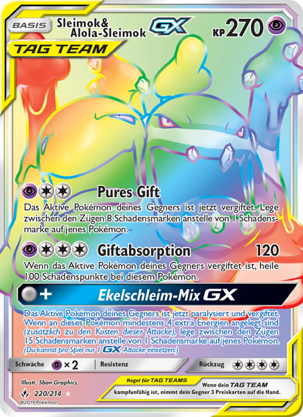 Sleimok & Alola-Sleimok GX 220 — Kräfte im Einklang (German Pokémon TCG card)