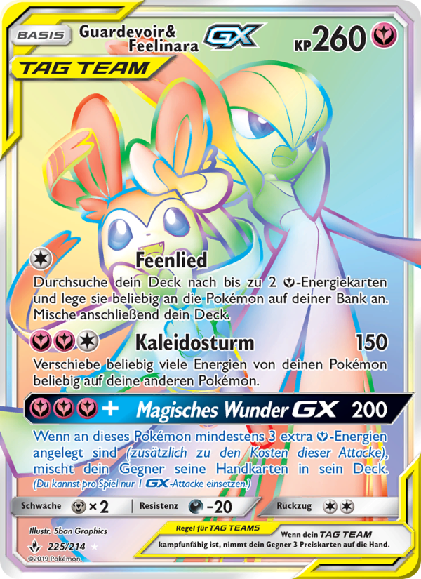 Guardevoir & Feelinara GX 225 — Kräfte im Einklang (German Pokémon TCG card)