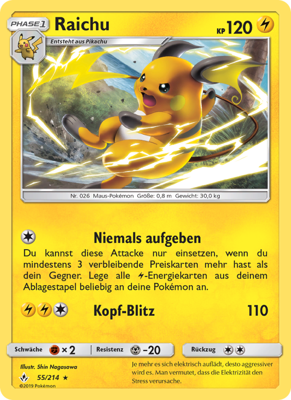Raichu 55 — Kräfte im Einklang (German Pokémon TCG card)