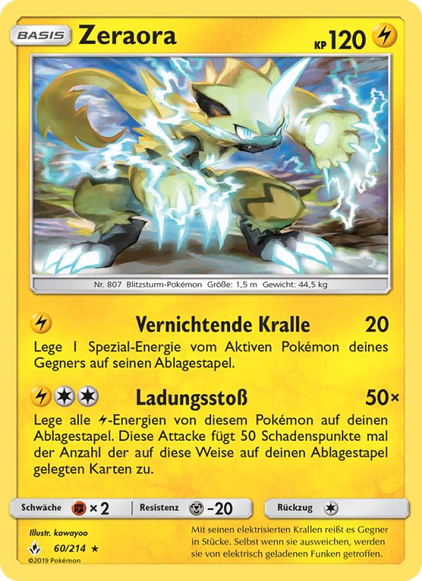 Zeraora 60 — Kräfte im Einklang (German Pokémon TCG card)