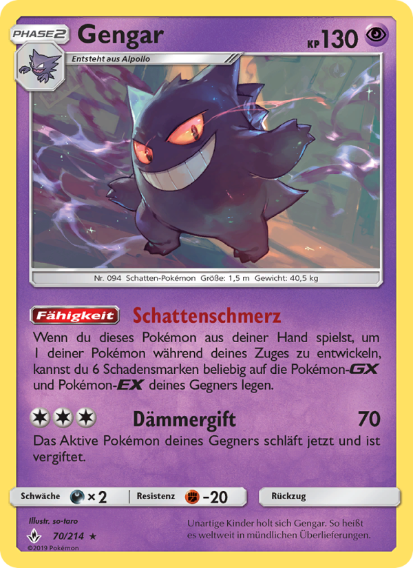 Gengar 70 — Kräfte im Einklang (German Pokémon TCG card)