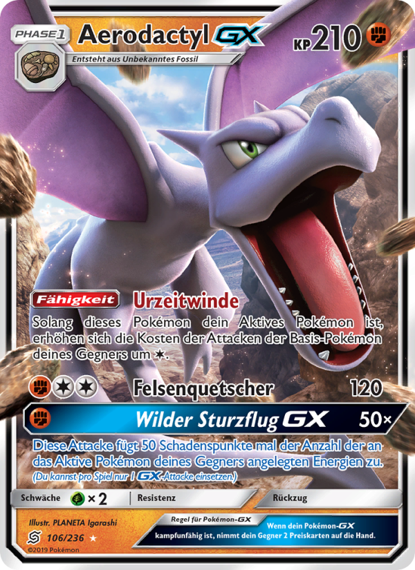 Aerodactyl GX 106 — Bund der Gleichgesinnten (German Pokémon TCG card)